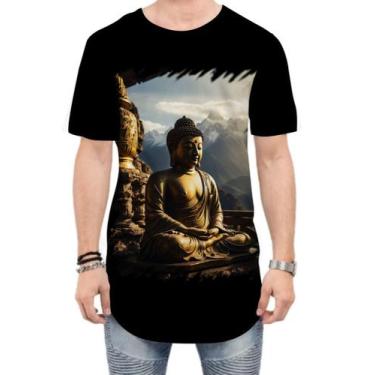 Imagem de Camiseta Longline Estátua de Buda Iluminado Religião 4 - Kasubeck Stor