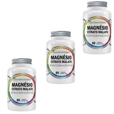 Imagem de Kit 3 Magnésio Citrato Malato 3x60 cps Flora Nativa-Unissex