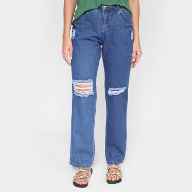 Imagem de Calça Jeans Biotipo Mom Jeans Rasgada Feminina-Feminino