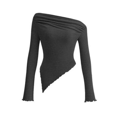 Imagem de Cropped Top PRETTYGARDEN Y2K Ombro a Ombro Preto G