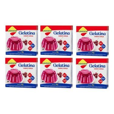 Imagem de Kit 6 Gelatina Zero Açúcar Sabor Cereja 10g Lowçucar
