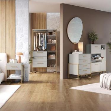 Imagem de Conjunto Quarto Industrial Closet, Sapateira, Cômoda e Mesa de Cabecei