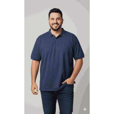 Imagem de Camiseta Polo Masculina Plus Size Básica - TIGS, Azul marinho, G3