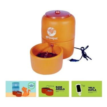 Imagem de Bebedouro Cerâmico para Gatos e Cachorros com Vela e Fonte Bivolt - 2,