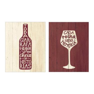 Imagem de Conjunto 2 Placas Decorativas 20x25 Vinho Adega Canto do Vinho - Estúd