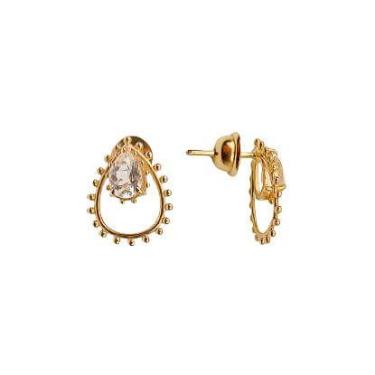 Imagem de Brinco Gota Quartzo Cristal Em Ouro 18K - Ivan Joias