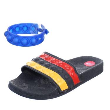 Imagem de Chinelo Infantil Juvenil Sandália Pop It Popi Menino Com Pulseira - Pe