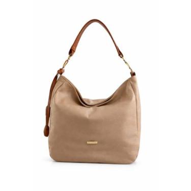Imagem de Bolsa Hobo De Couro Legítimo-Flor de Lima, Bege