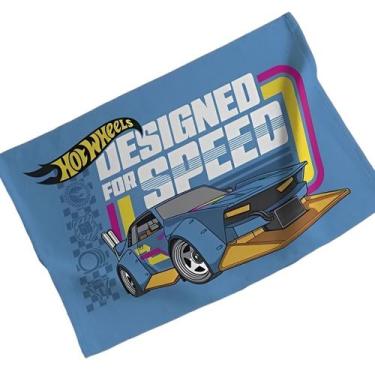 Imagem de Kit 4 Toalhas Lancheira Infantil Hot Wheels Azul Algodão 45x65cm Leppe