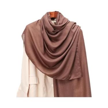 Imagem de Cachecol Pashmina Feminino de Inverno - Quente, com Borla e Listras, Q