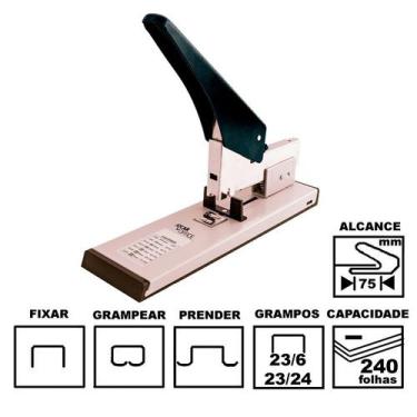 Imagem de Grampeador Jocar Office 93025 Preto Metálico 30cm 23/6 Até 23/24 Até 2