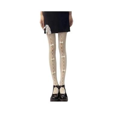 Imagem de Meia-calça Feminina Sensual Com Renda, Laço, Patchwork, Transparente, 