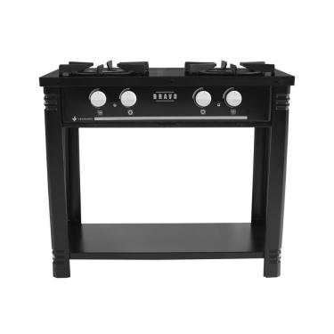 Imagem de Fogão Industrial Baixa Pressão Bravo BR2B 2 Bocas Esmaltado Preto Metalúrgica Venâncio