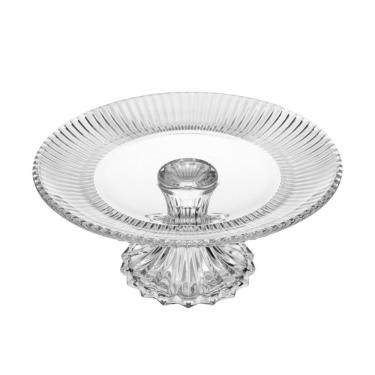 Imagem de Prato para Bolo com Pé Renaissance 25cm de Cristal Ecológico para Servir Sobremesas Lyor