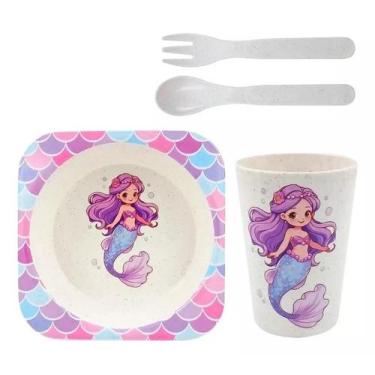Imagem de Conjunto Pratinho Copo Infantil Prato Refeição Criança Bebe - fwb, ser