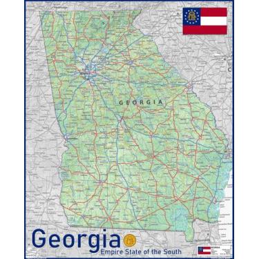 Imagem de Mapa Laminado do Estado da Geórgia Tiger Moon 42x52 cm