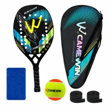 Imagem de Kit Raquete Beach Tennis Camewin Carbono 3K + Bolinha, Sunwave blue