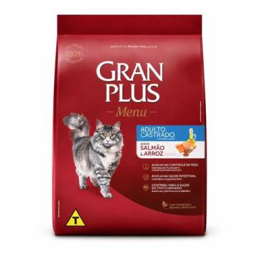 Imagem de Ração GranPlus Menu Gatos Adultos Salmão e Arroz 1kg Alimento Premium 