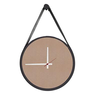 Imagem de Relógio Adnet Preto Alça Preta Mostrador Camurça Ponteiro Branco 40 cm