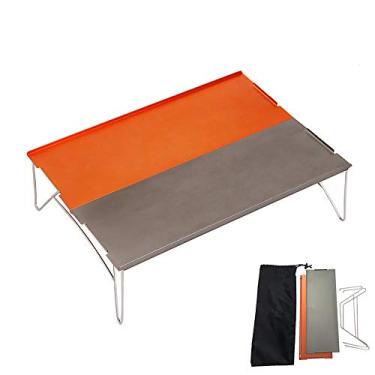 Imagem de Yajun Mesa dobrável ao ar livre ultraleve portátil mini mesa de jantar para acampamento, fácil de limpar com bolsa de transporte para piquenique jardim, laranja + cinza