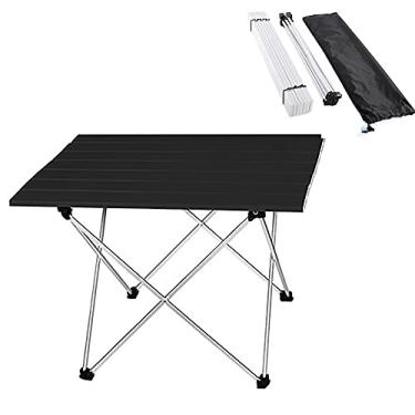 Imagem de Yajun Mesa de acampamento portátil de alumínio, ultraleve, dobrável, impermeável, para trilhas, churrasco, piquenique, mesa de enrolar, preta, L, nula