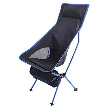 Imagem de Yajun Cadeira de acampamento ao ar livre, portátil, dobrável, para pesca, viagem, praia, jardim, churrasco, 4043,5 cm, azul-escuro