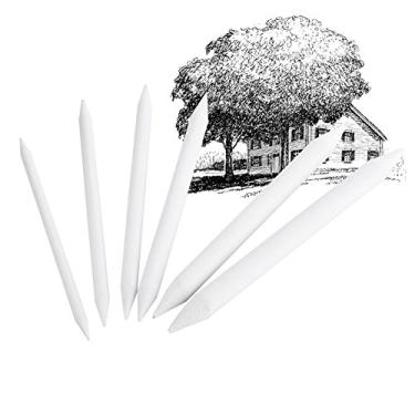 Imagem de Conjunto de 6 peças de caneta de papel de borracha dupla dedicada para esboço, papel pastel, carvão, esboço, desenho, arte, pintura, suprimentos, caneta branca