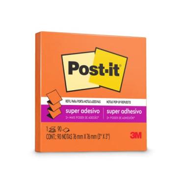 Imagem de Post-it, 3M, Bloco de Notas Super Adesivas Refil Laranja 76 mm x 76 mm - 90 folhas