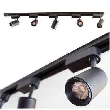 Imagem de trilho eletrificado 2m + 5 spots 7w 3000k bivolt preto ST495