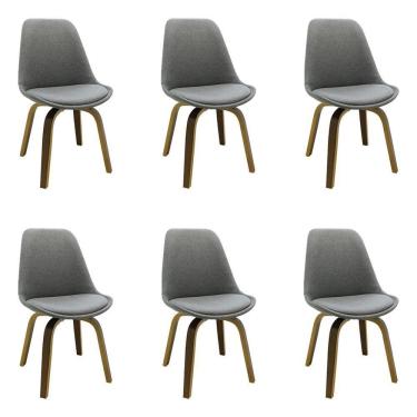 Imagem de Kit 6 Cadeiras Decorativas Sala e Escritório Linho Cinza