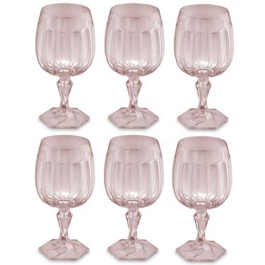 Imagem de Conjunto 6 Taças Para Água Tomar Suco 350ml Poliestireno UZ Samba Transparente Rosa