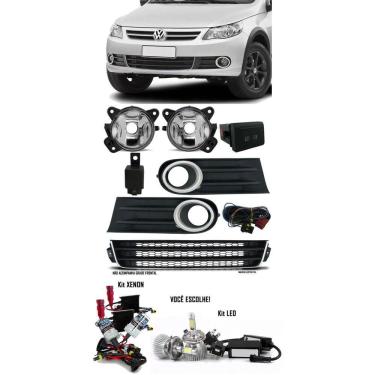 Imagem de Kit Farol de Milha Neblina Vw Gol Voyage Saveiro G5 2009 à 2013 + Friso da Grade + Kit Xenon 6000K 8000K ou Kit Lâmpada Super LED 6000K