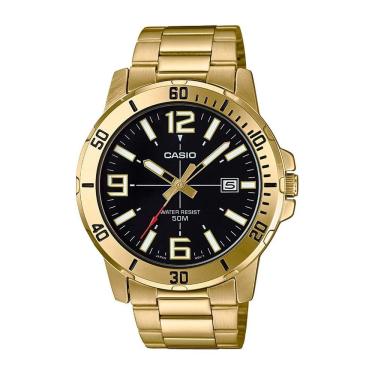 Imagem de Relogio Masculino Casio Dourado Fundo Preto com Data