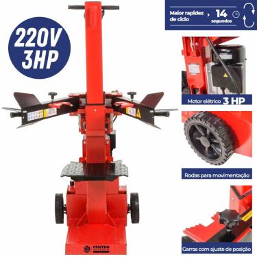 Imagem de Rachador De Lenhas Elétrico Kawashima RL31250-E 3HP 220V 15A 3400rpm Com 3 Posições de Altura da Base