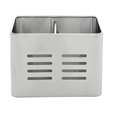 Imagem de Mimo Style Porta Utensílios Retangular Duplo de Aço Inoxidável, Suporte de Talheres Resistente para uso Doméstico e Ideal Para Cozinha, Casa, e Escritório - Durável e de Qualidade, Aparência Moderna