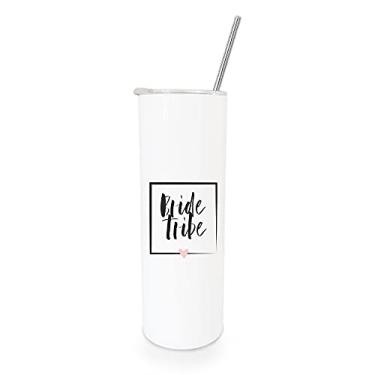 Imagem de The Cotton & Canvas Co. Copo de casamento de aço inoxidável isolado a vácuo da Bride Tribe com canudo de metal, caixa de pedido de dama de honra, presente de festa de casamento (590 ml)