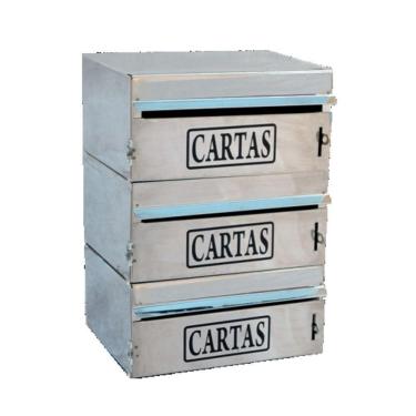 Imagem de Caixa Correio Condomínio Frontal Para Muro Inox 3 Módulos