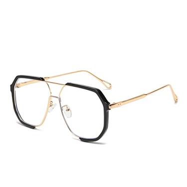 Imagem de Óculos de sol poligonais de armação grande de feixe duplo fashion óculos de sol de forma côncava moda óculos de luz anti-azul, 2, tamanho único