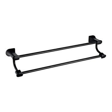 Imagem de Suporte de papel higiênico de aço inoxidável de zinco preto gancho de parede cabide de toalha saboneteira copo de vidro organizador de banheiro acessórios de banheiro, barra de toalha dupla