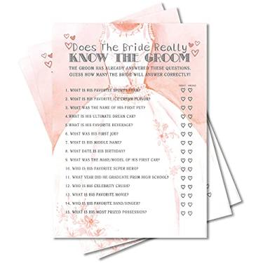 Imagem de Jogos de chá de panela, jogos de festa de casamento, (Does The Bride Really Know The Groom), decorações de chá de panela, presente – 30 cartas por conjunto (Suit005)