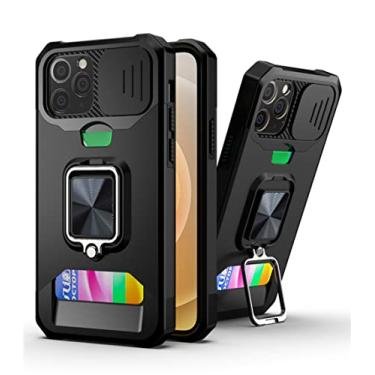 Imagem de Capa de telefone de proteção de lente deslizante slot para cartão para iphone 13 11 12 pro max x xs max xr 7 8 plus 11pro capa de suporte de anel robusto de armadura, t1, para iphone xr