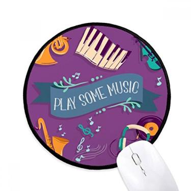 Imagem de DIYthinker Fone de ouvido de música de piano elétrico sons mouse pad desktop escritório tapete redondo para computador