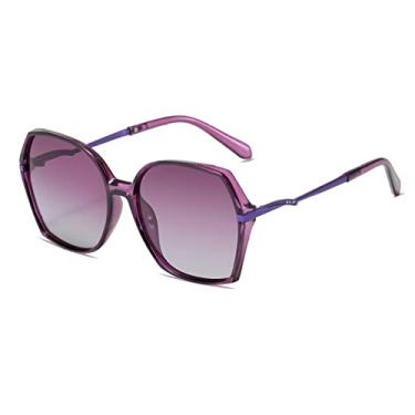 Imagem de Óculos de sol femininos polarizados quadrados grandes de luxo, óculos de sol sem aro para senhoras, óculos de direção gradiente roxo, roxo roxo, polarizado