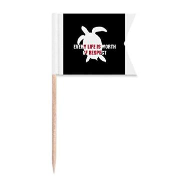 Imagem de Every Life Is Worth Of Respect Bandeiras de palito de dente Marcação para Bolo de Festa Prato de Queijo