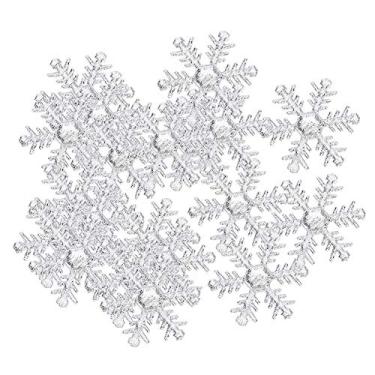 Imagem de 1 pacote de flocos de neve decoração tecido não tecido decoração de natal neve lantejoulas prata 2,4 polegadas