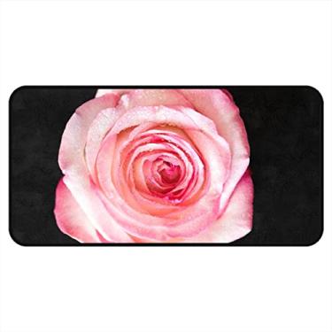 Imagem de Vijiuko Tapetes de cozinha rosa preto rosa flor área de cozinha tapetes e tapetes antiderrapantes tapete de cozinha tapetes laváveis para chão de cozinha escritório em casa pia lavanderia interior exterior 101,6 x 50,8 cm