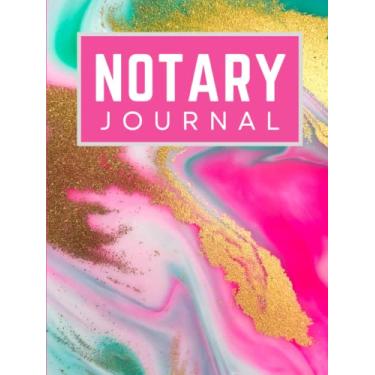 Imagem de Hardcover Notary Journal: 8.5x11 Large Notarial Logbook / With 200 Numbered Pages - Two Records Logs Per Page / 400 Records / Modern Marble Swirl Art ... Gold / Ledger Book Gift For Signing Agents