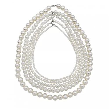 Imagem de CNBPIC Colares de Pérola Para Homens Mulheres 4/6/8/10/12 Milímetro Contas Corrente Colar Joias Presentes