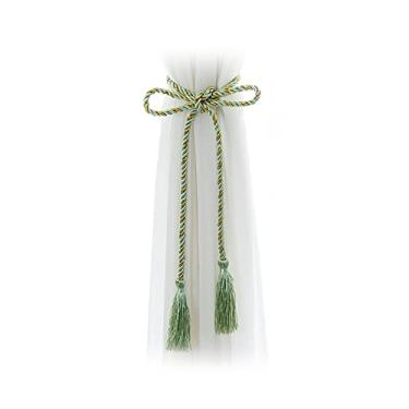 Imagem de porta-cortinas borlas de cortina coloridas de poliéster pequenas gravatas 15 cores laços de cortina acessórios, grama verde, 2 PCS