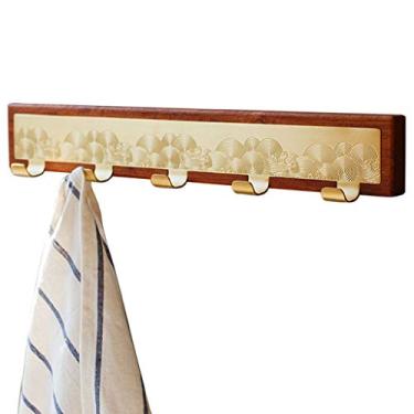 Imagem de KIZQYN Ganchos de casaco montado na parede cabide de entrada gancho de casaco de latão cabide de parede chinês criativo (5 ganchos) cabide de casaco montado na parede (cor: latão)